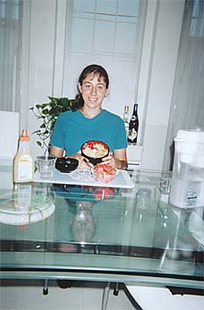 Brandi having a meal at host family's home